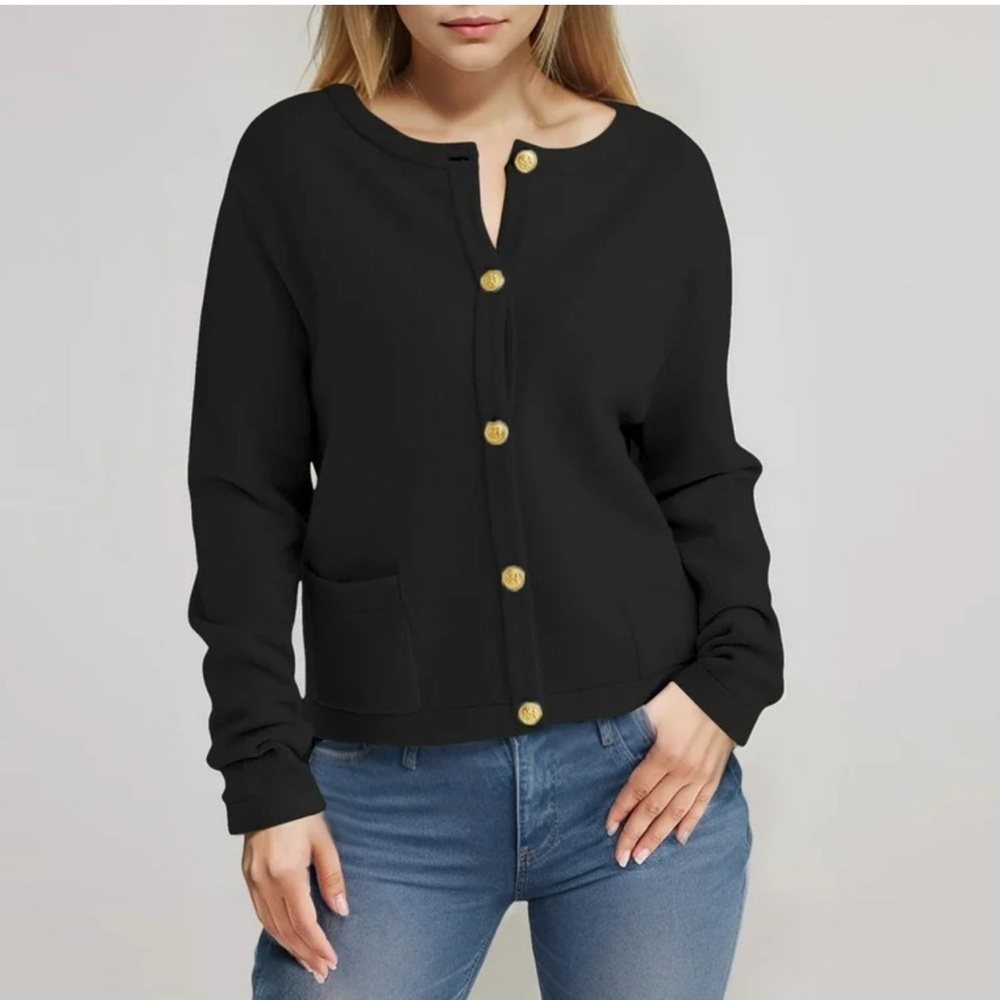 ON 34th Black & Gold Buttons Button-Up Women's Sweater *Bundle & Save